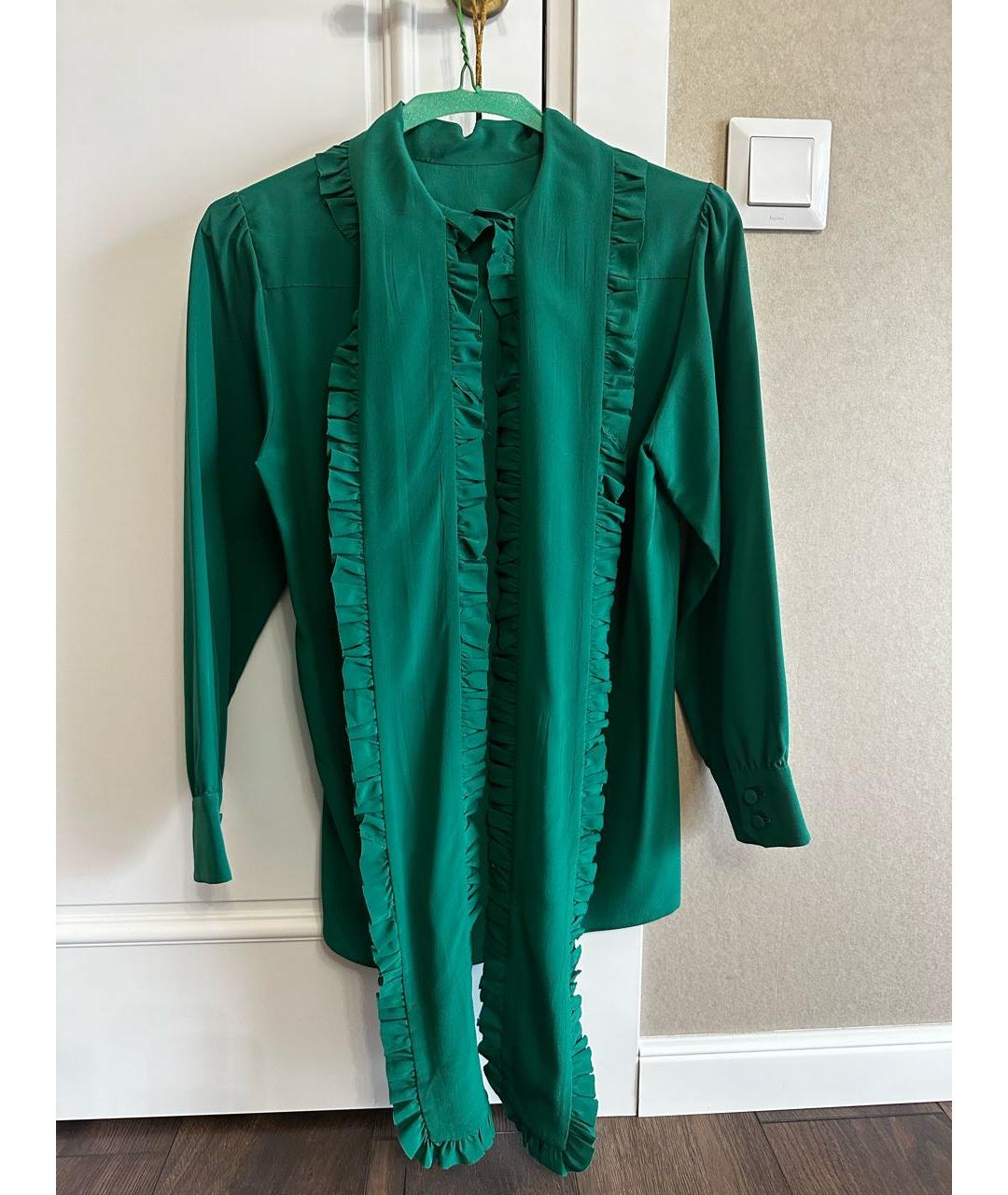GUCCI Зеленая шелковая блузы, фото 6