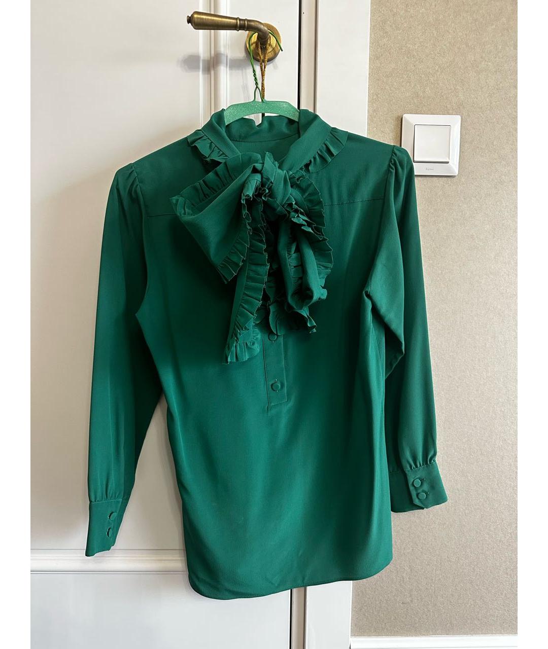 GUCCI Зеленая шелковая блузы, фото 9