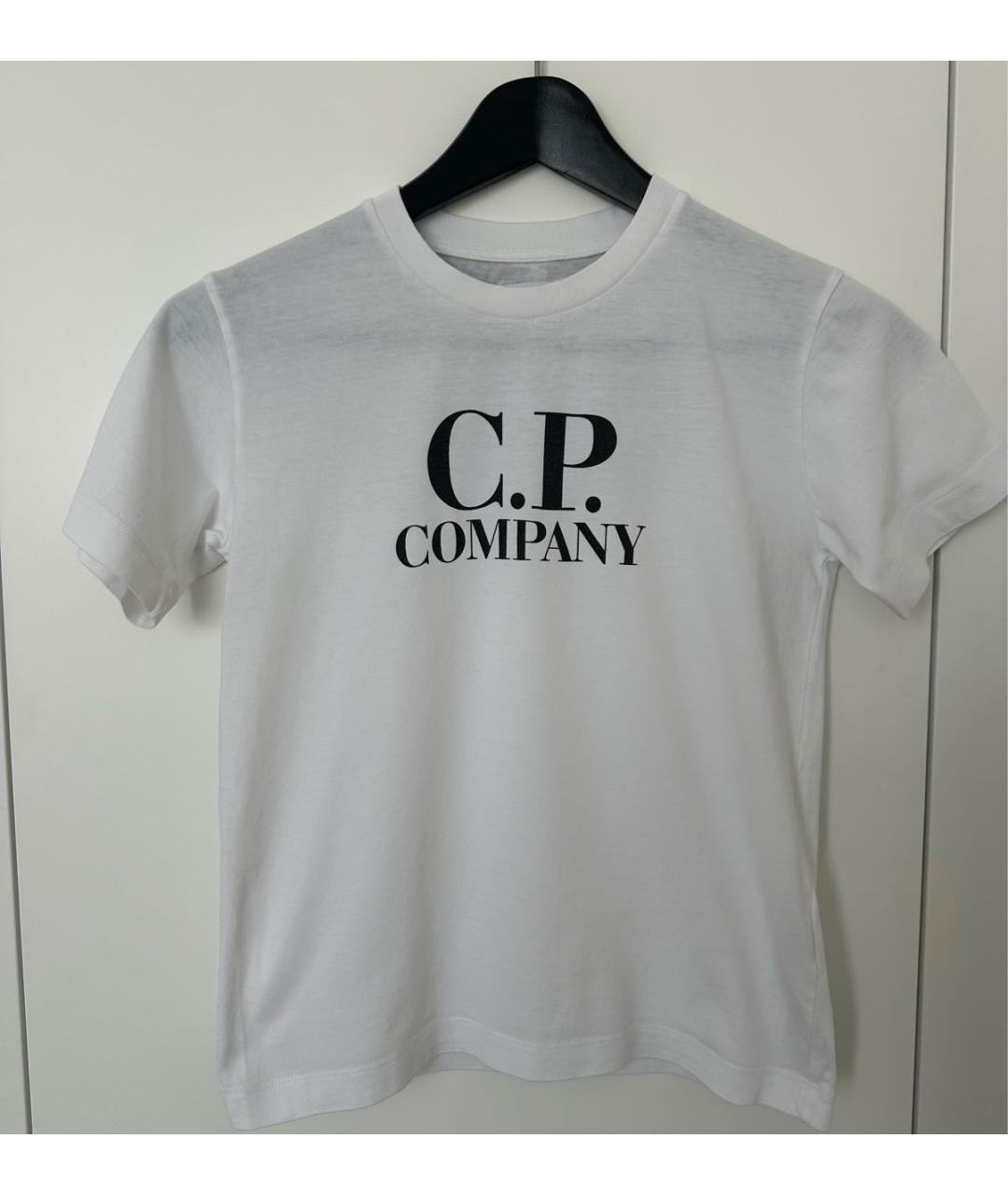 CP COMPANY KIDS Белая хлопковая детская футболка, фото 4