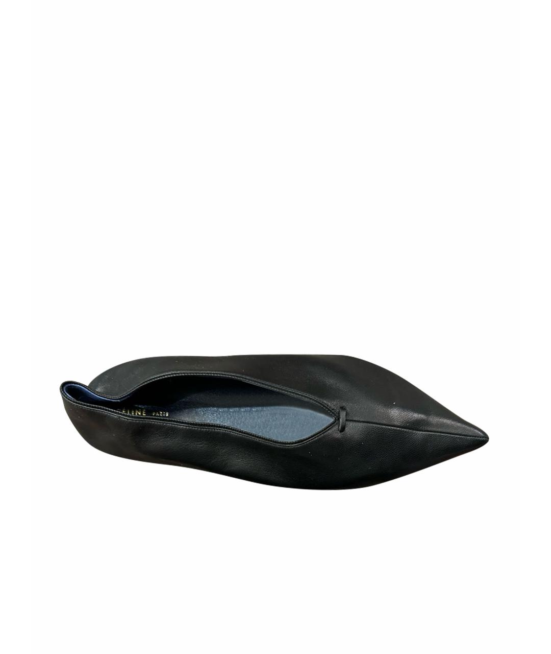 CELINE PRE-OWNED Черные кожаные лодочки на низком каблуке, фото 1