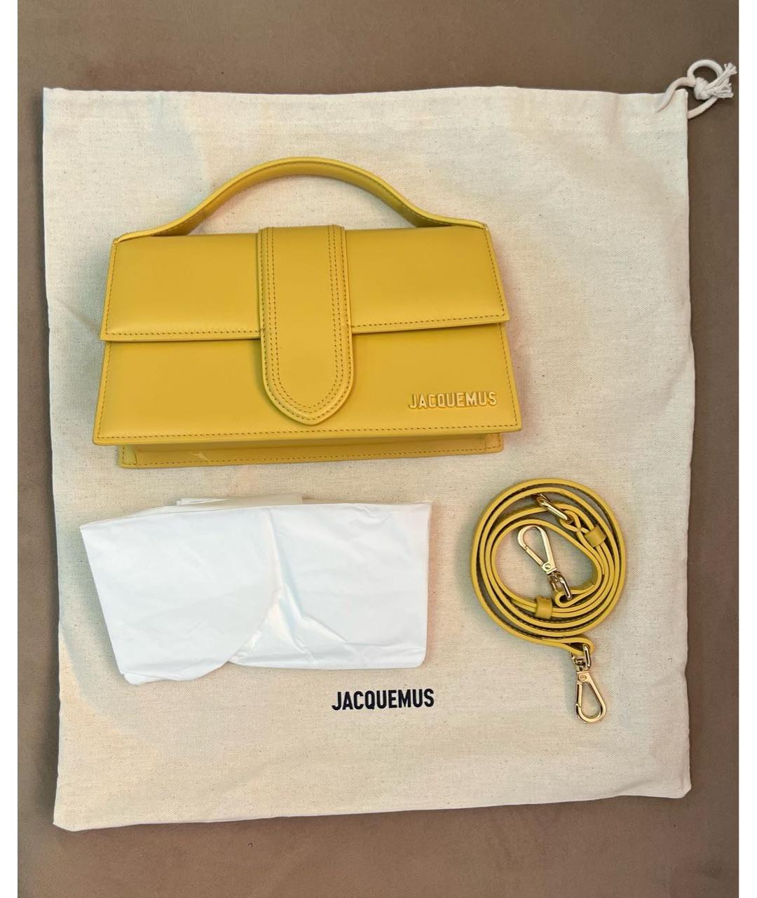 JACQUEMUS Желтая кожаная сумка тоут, фото 7
