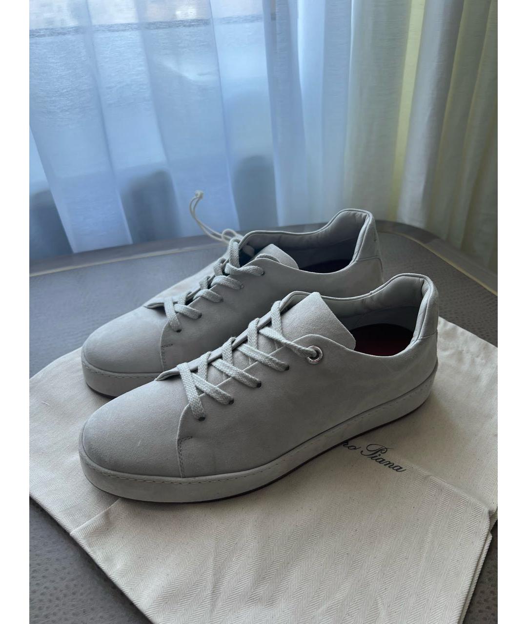 LORO PIANA Серые замшевые кеды, фото 5