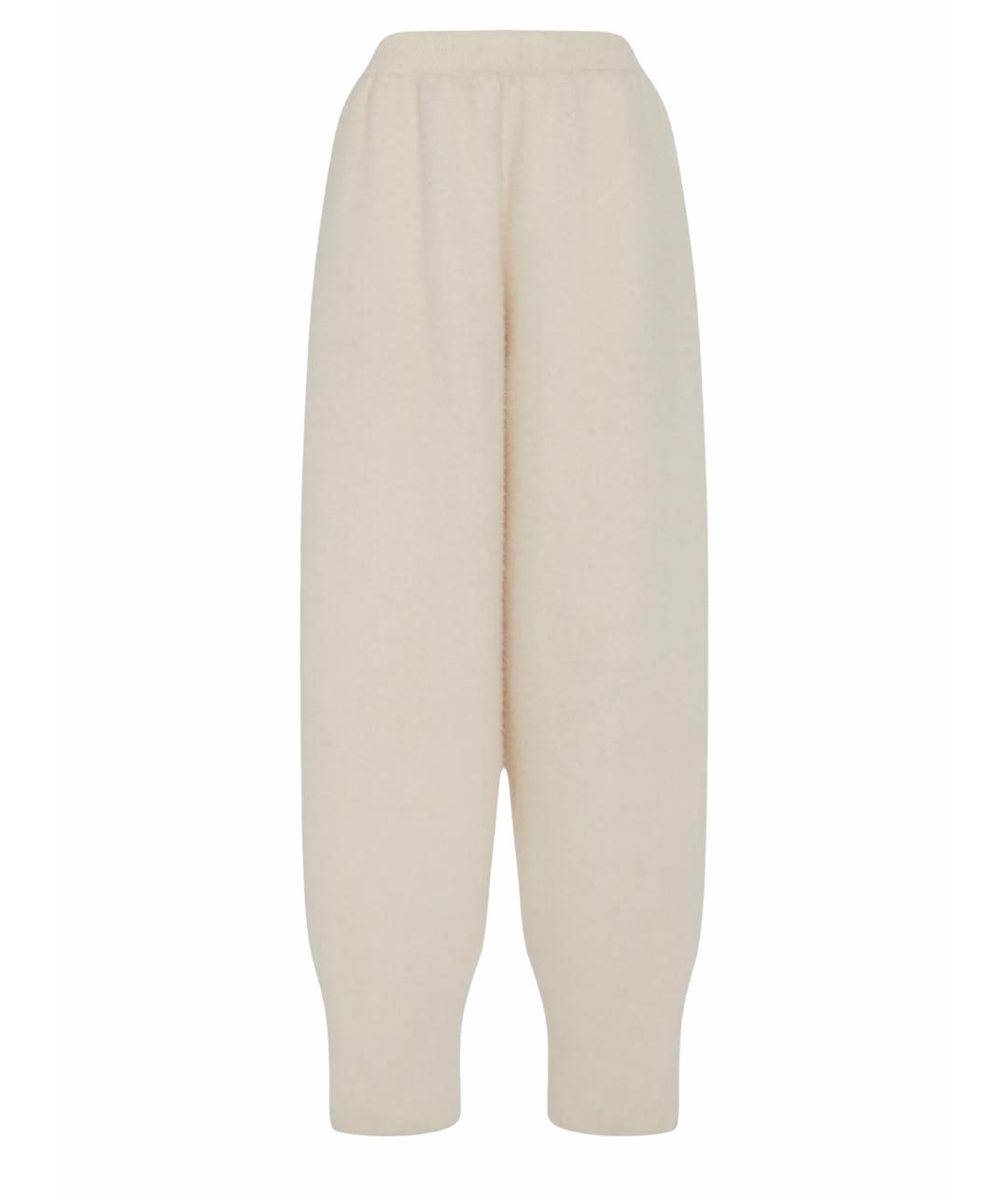 THE ROW Белые шерстяные прямые брюки, фото 1