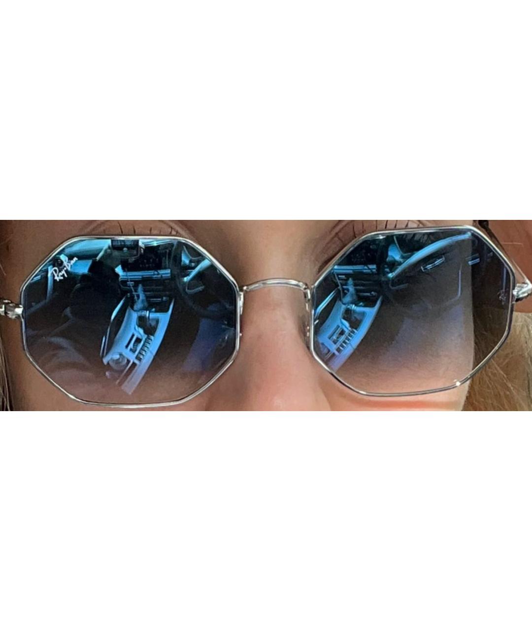 RAY BAN Голубые металлические солнцезащитные очки, фото 5