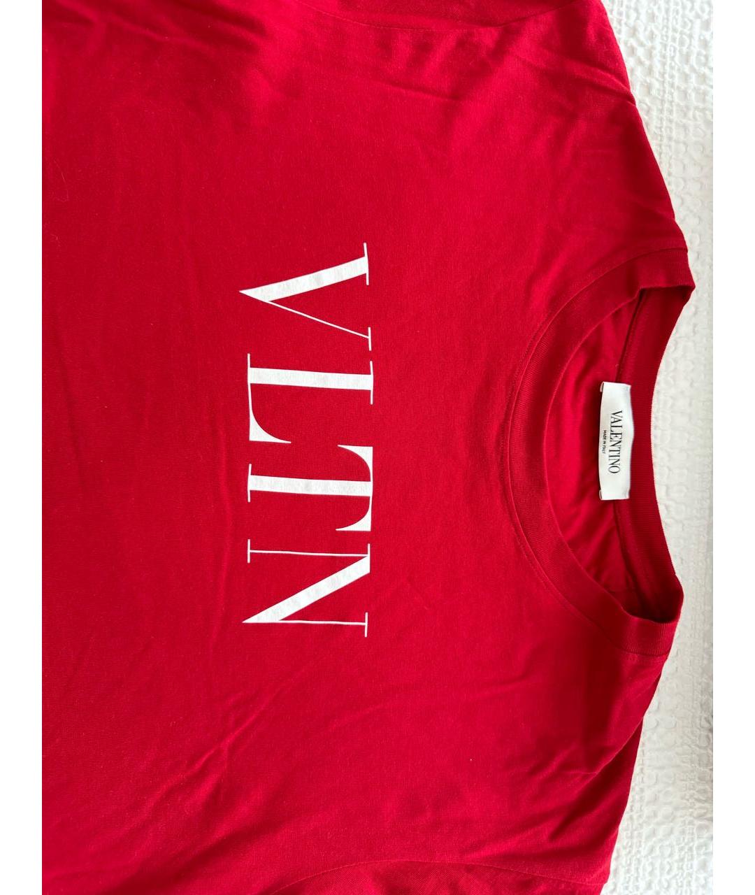 VALENTINO Красная хлопковая футболка, фото 3