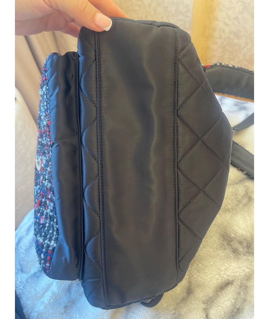 CHANEL PRE-OWNED Черный твидовый рюкзак, фото 4