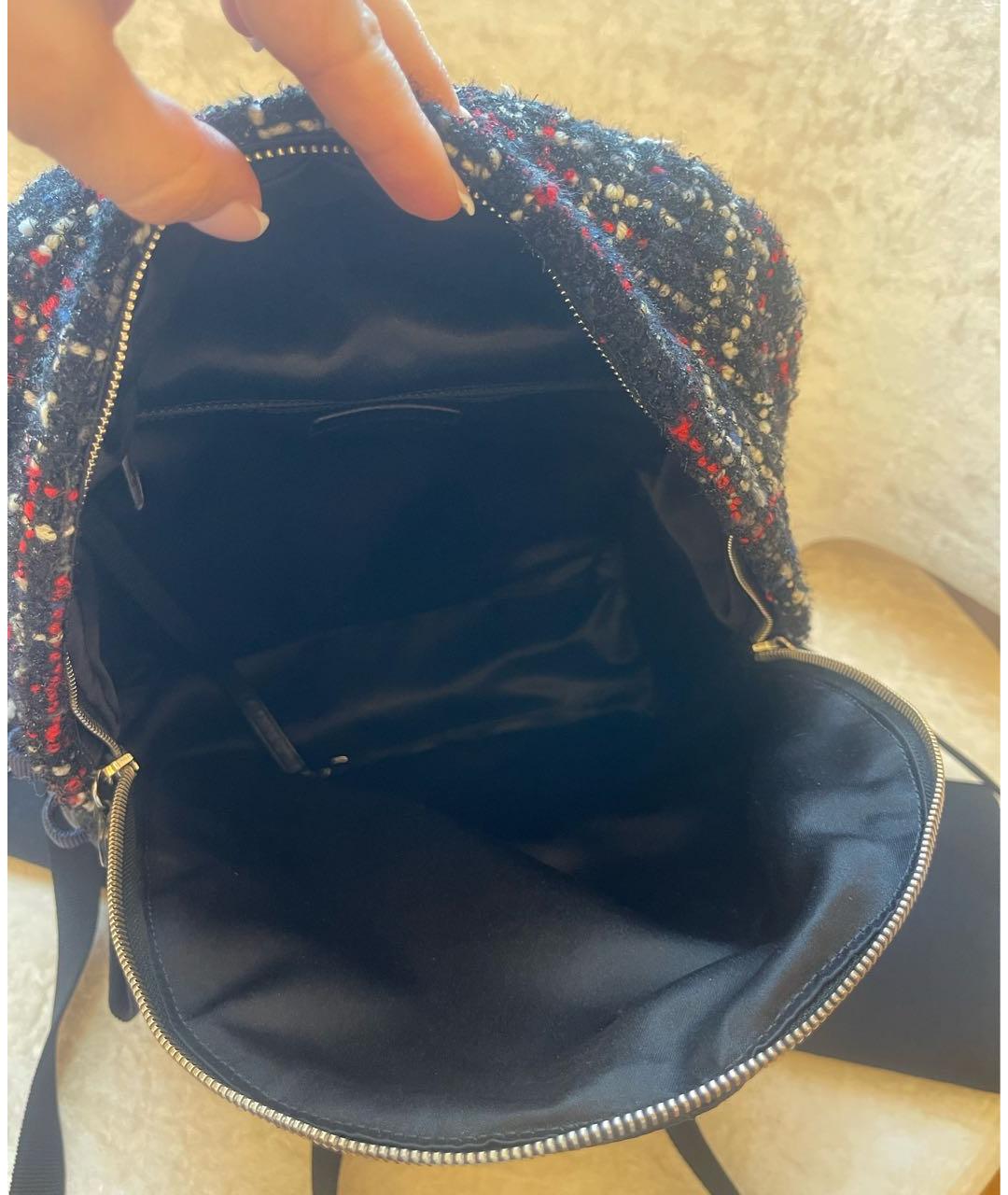 CHANEL PRE-OWNED Черный твидовый рюкзак, фото 3