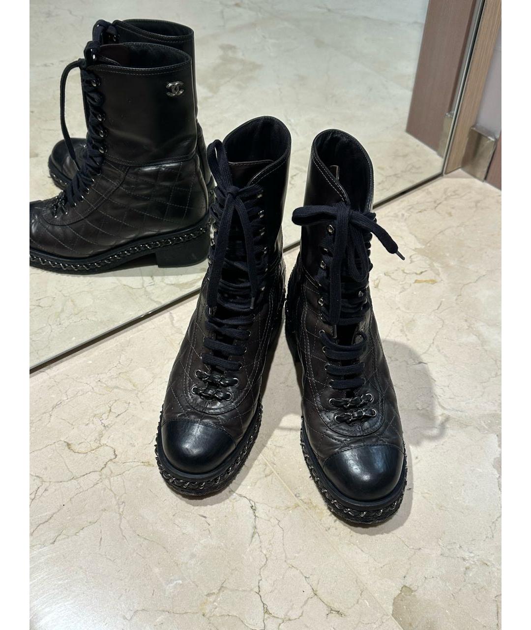 CHANEL Черные кожаные ботинки, фото 2