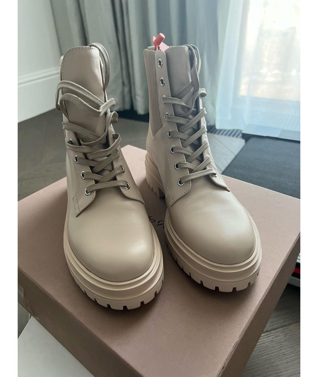 GIANVITO ROSSI Бежевые кожаные ботинки, фото 2