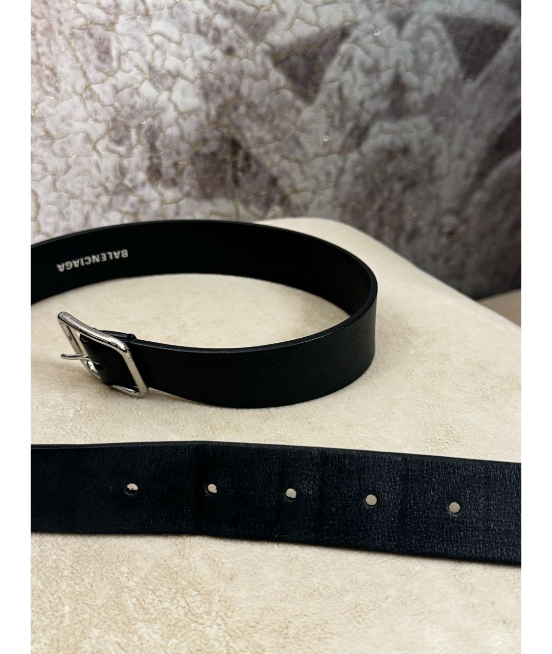 BALENCIAGA Черный кожаный ремень, фото 5