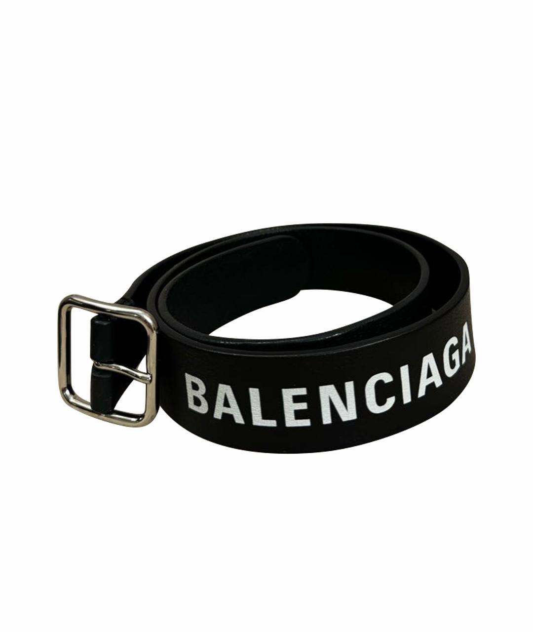 BALENCIAGA Черный кожаный ремень, фото 1