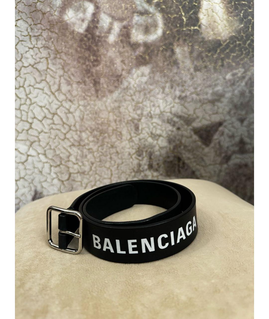 BALENCIAGA Черный кожаный ремень, фото 6