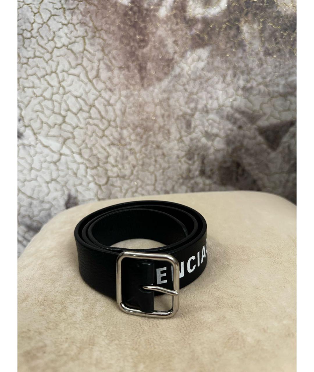 BALENCIAGA Черный кожаный ремень, фото 2