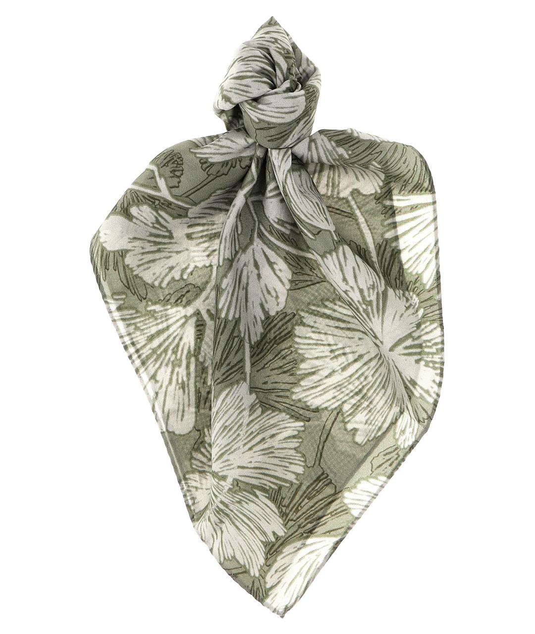 BRUNELLO CUCINELLI Зеленый шелковый шарф, фото 1