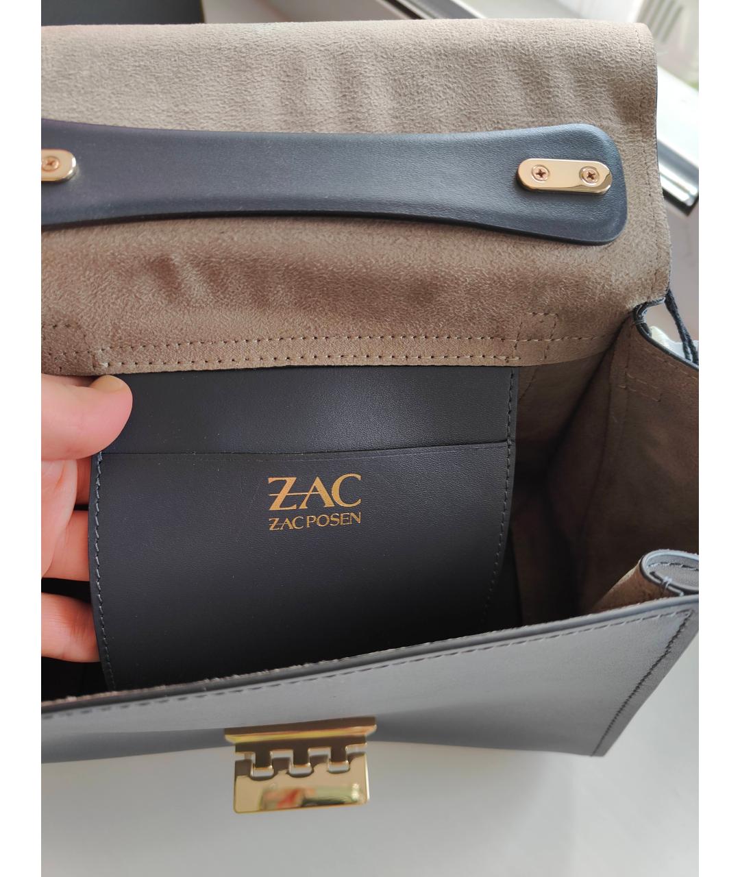 ZAC ZAC POSEN Темно-синяя кожаная сумка с короткими ручками, фото 4