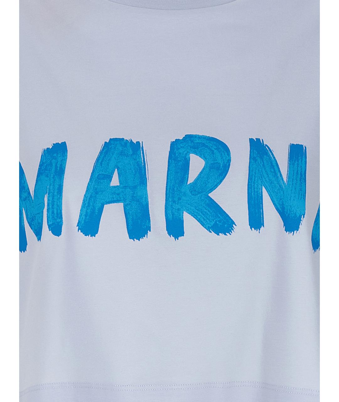 MARNI Голубая хлопковая футболка, фото 4