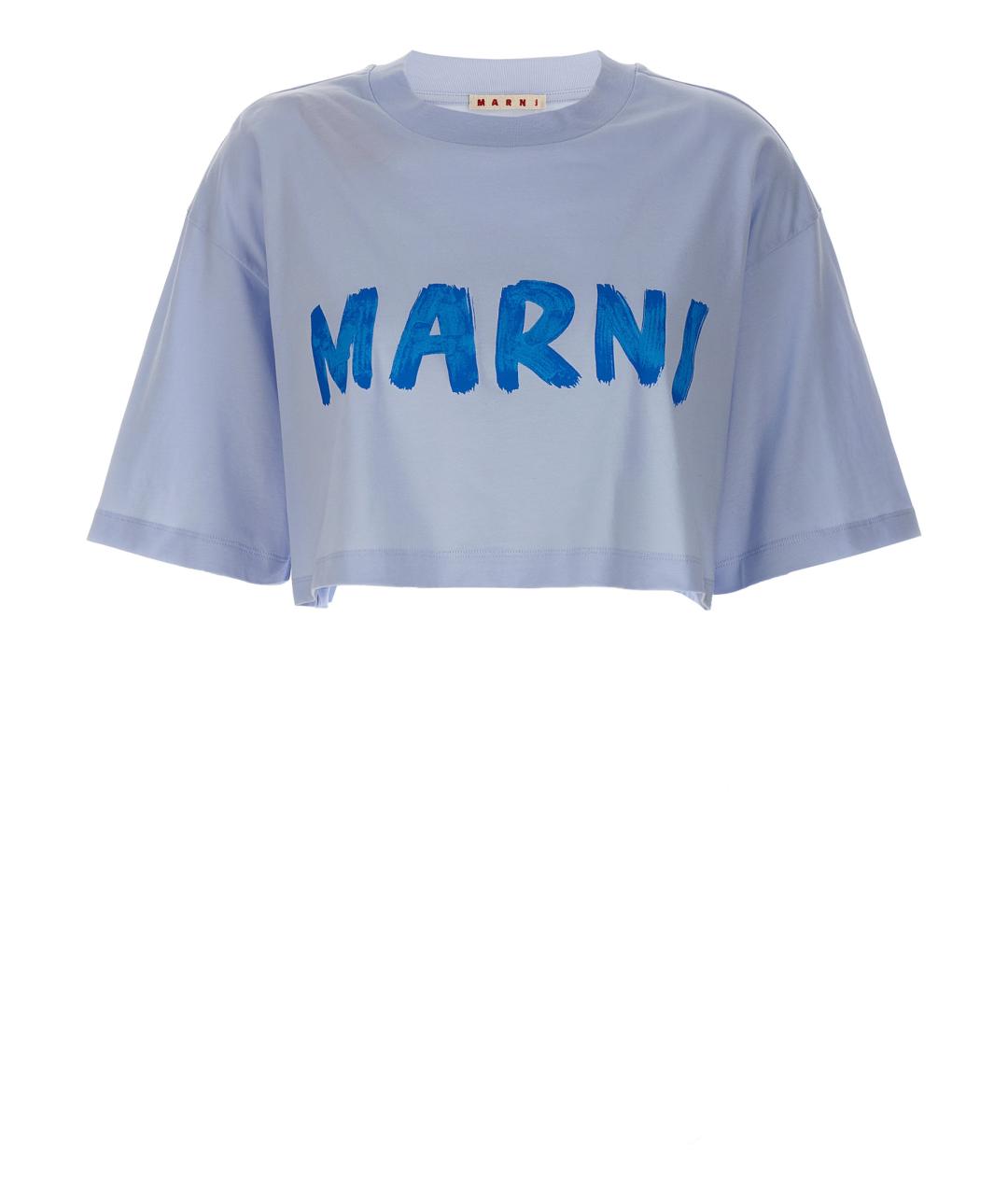 MARNI Голубая хлопковая футболка, фото 1