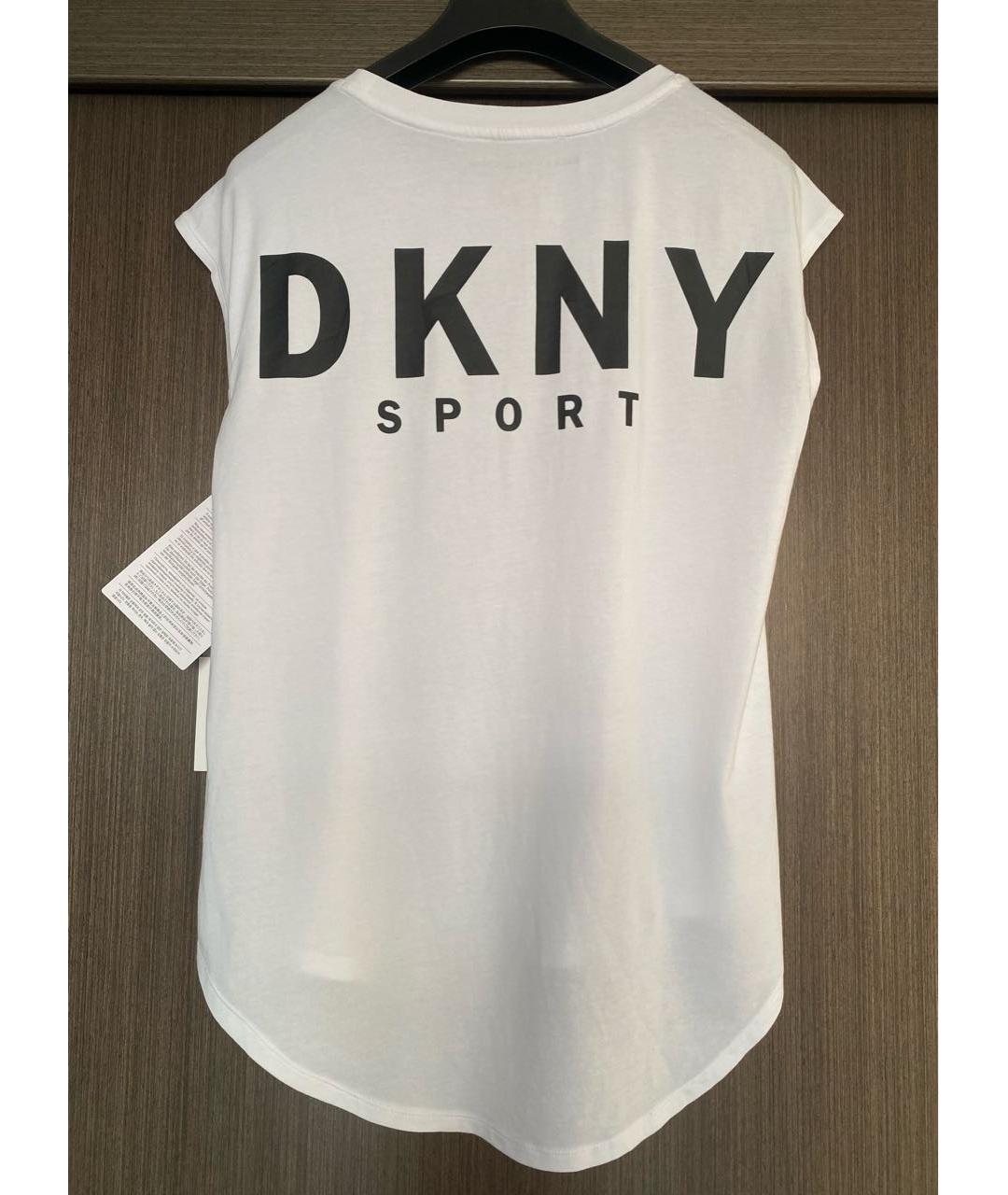 DKNY Белая хлопко-эластановая футболка, фото 5