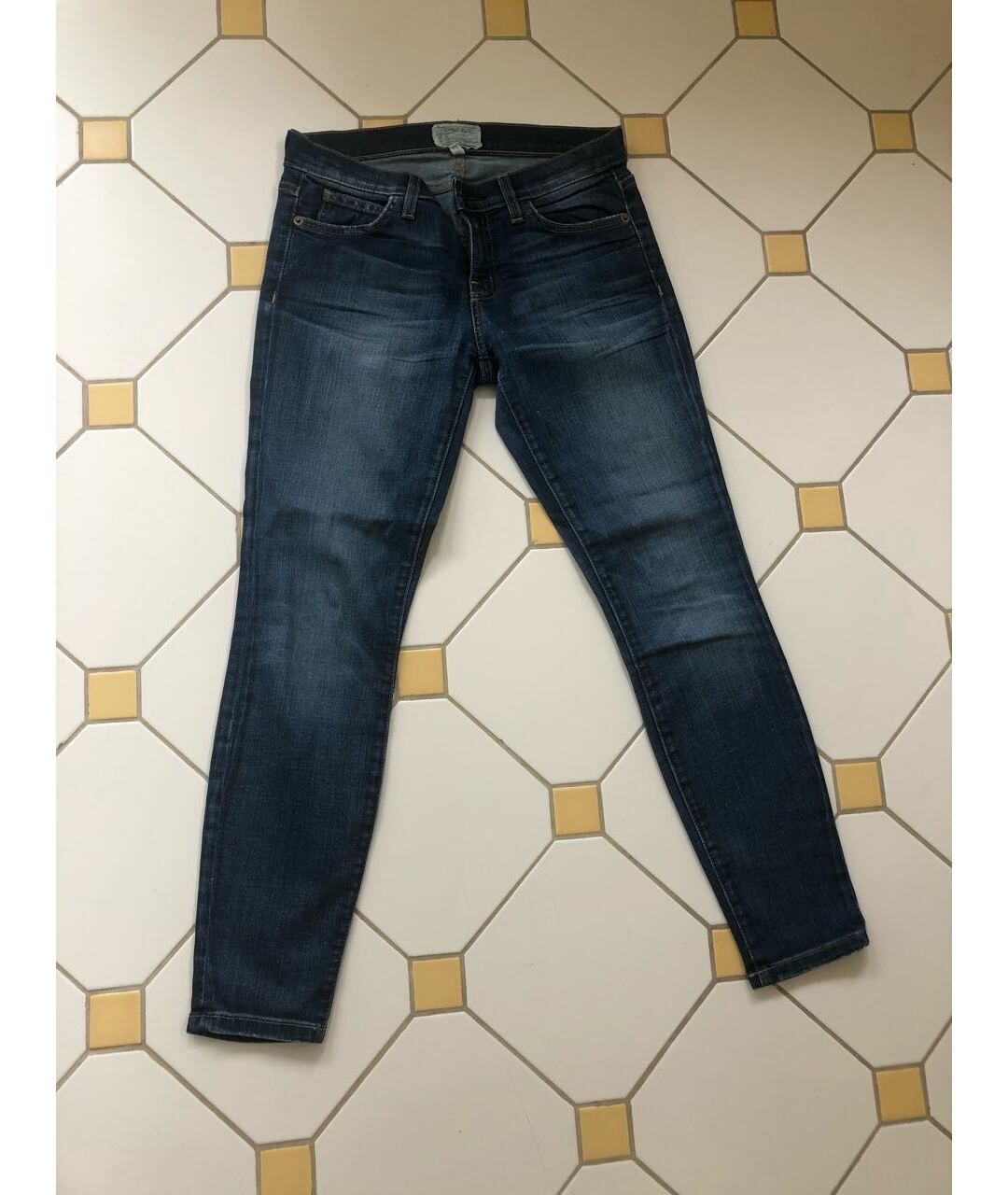 CURRENT/ELLIOTT Синие хлопко-эластановые джинсы слим, фото 5