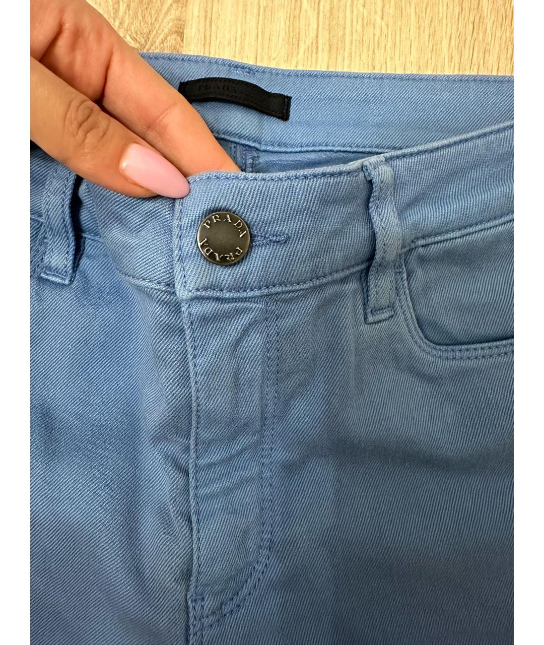 PRADA Голубые хлопко-эластановые джинсы слим, фото 4