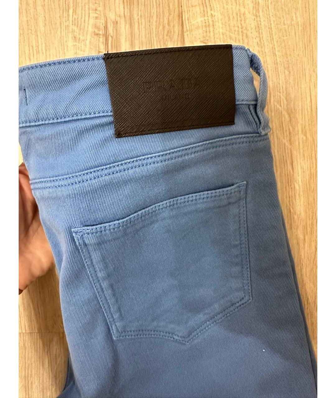 PRADA Голубые хлопко-эластановые джинсы слим, фото 3