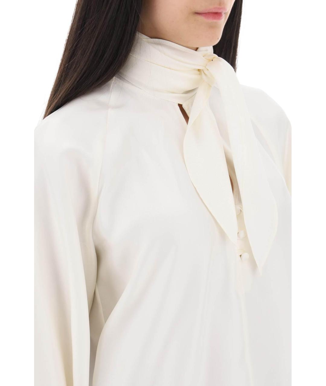 MAX MARA Белая шелковая блузы, фото 6