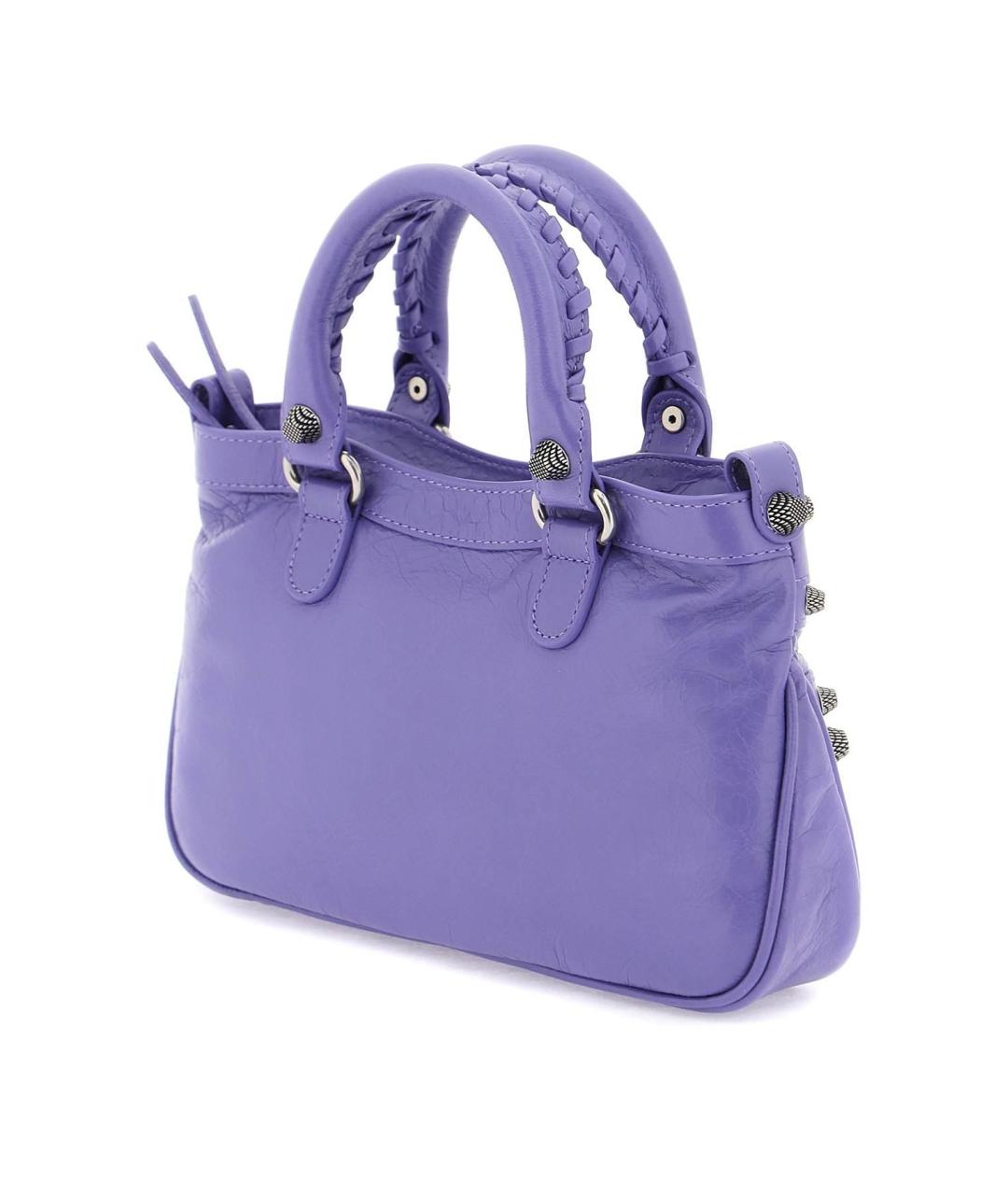 BALENCIAGA Фиолетовая кожаная сумка тоут, фото 3