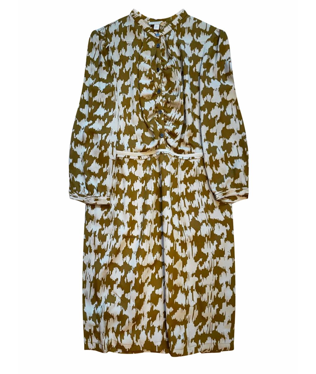 BURBERRY Горчичное шелковое повседневное платье, фото 1