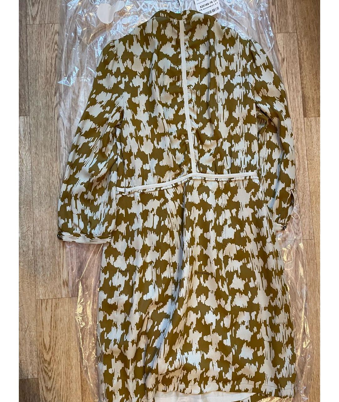 BURBERRY Горчичное шелковое повседневное платье, фото 2