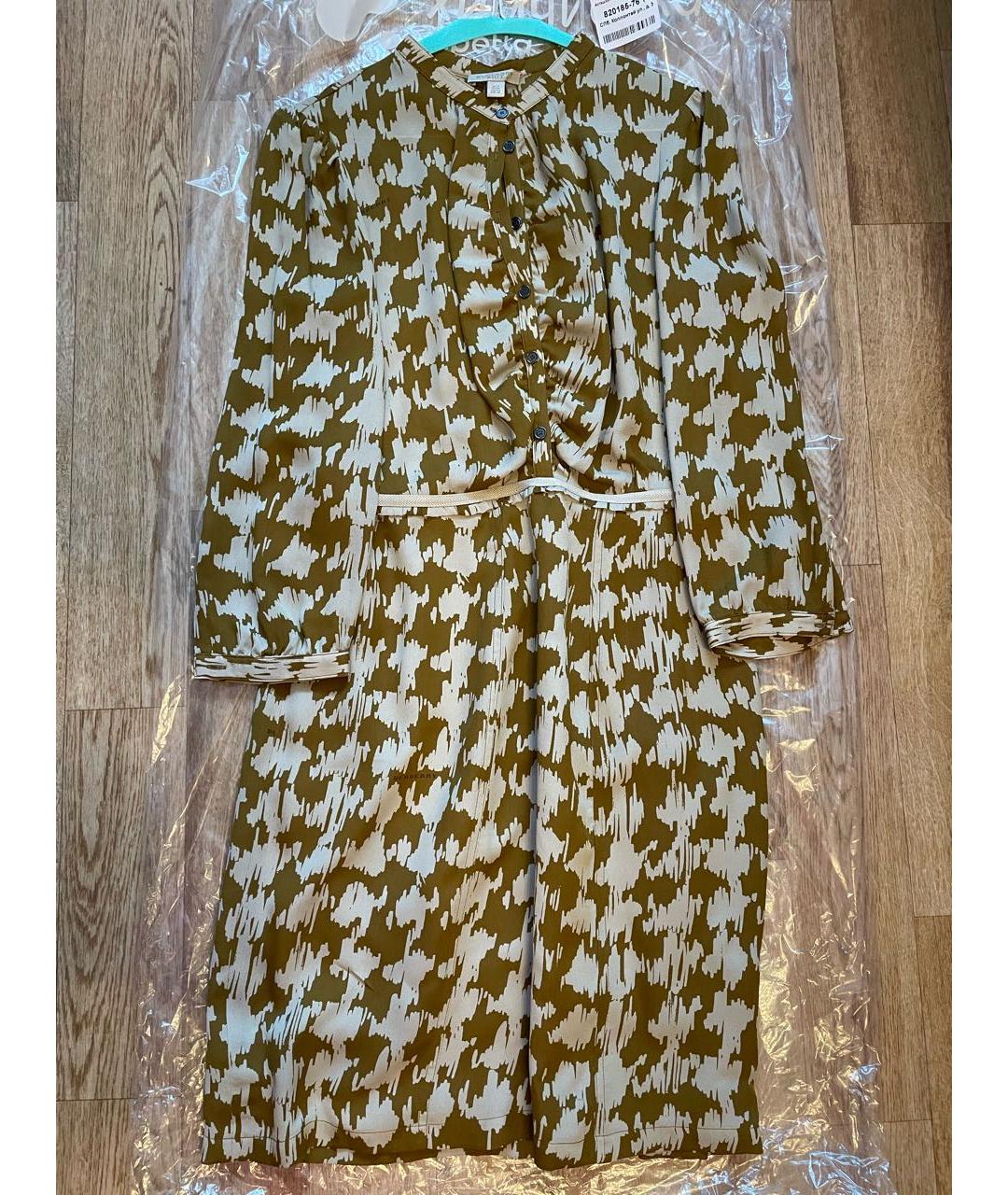BURBERRY Горчичное шелковое повседневное платье, фото 9