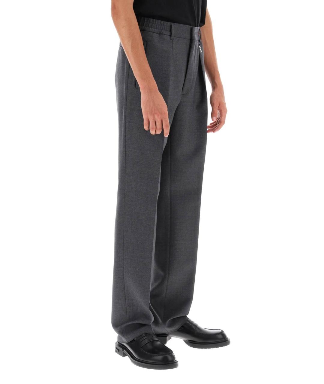 FENDI Серые шерстяные повседневные брюки, фото 4