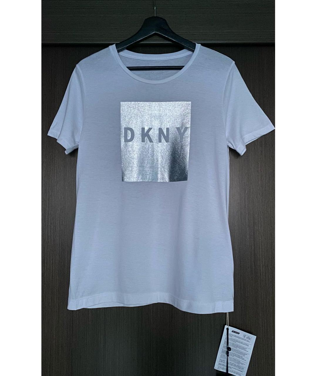DKNY Белая хлопко-эластановая футболка, фото 4