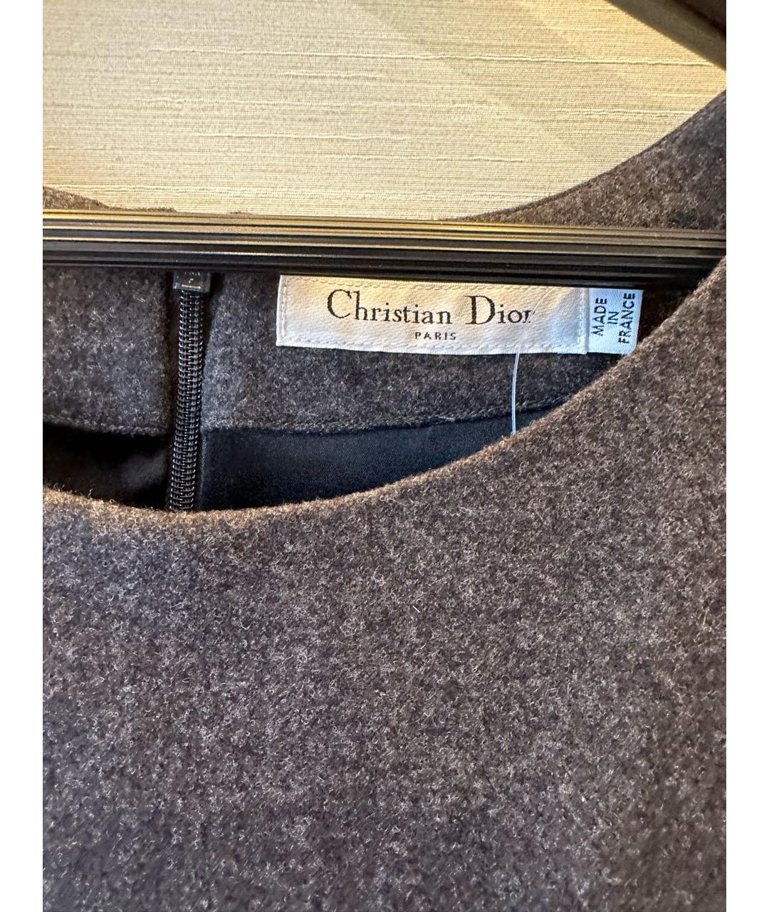 CHRISTIAN DIOR PRE-OWNED Серое шерстяное повседневное платье, фото 4