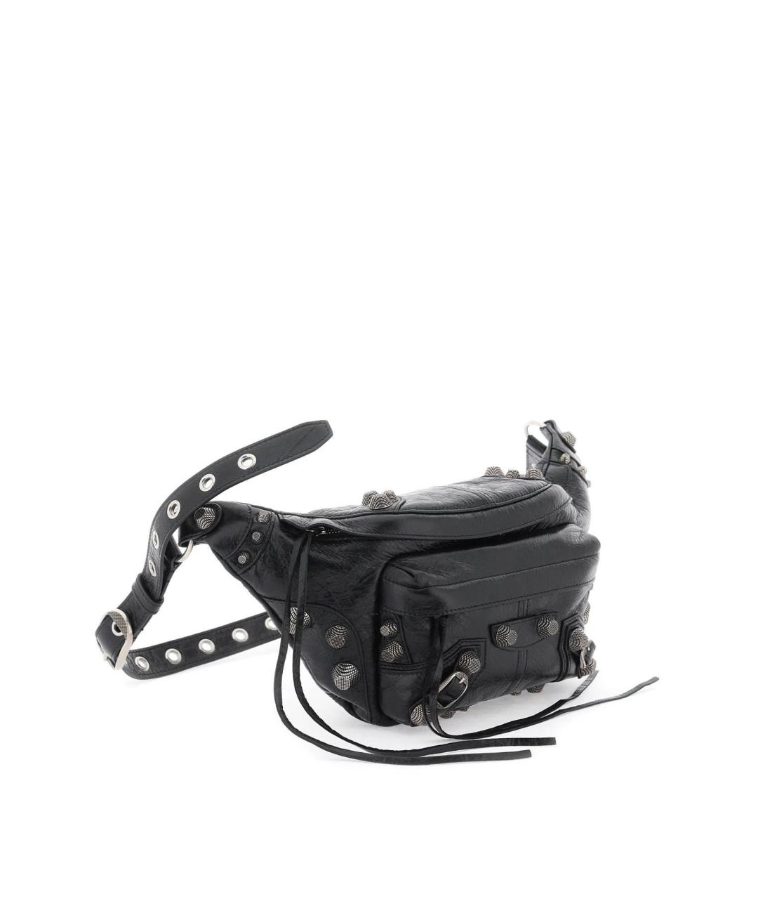 BALENCIAGA Черная кожаная поясная сумка, фото 4