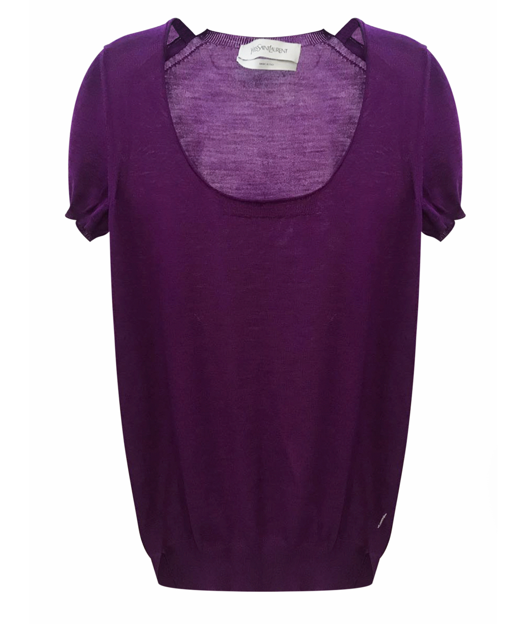 SAINT LAURENT Фиолетовая шерстяная футболка, фото 1