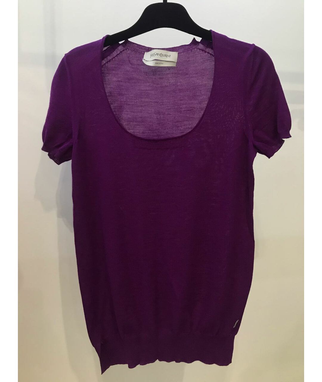 SAINT LAURENT Фиолетовая шерстяная футболка, фото 6