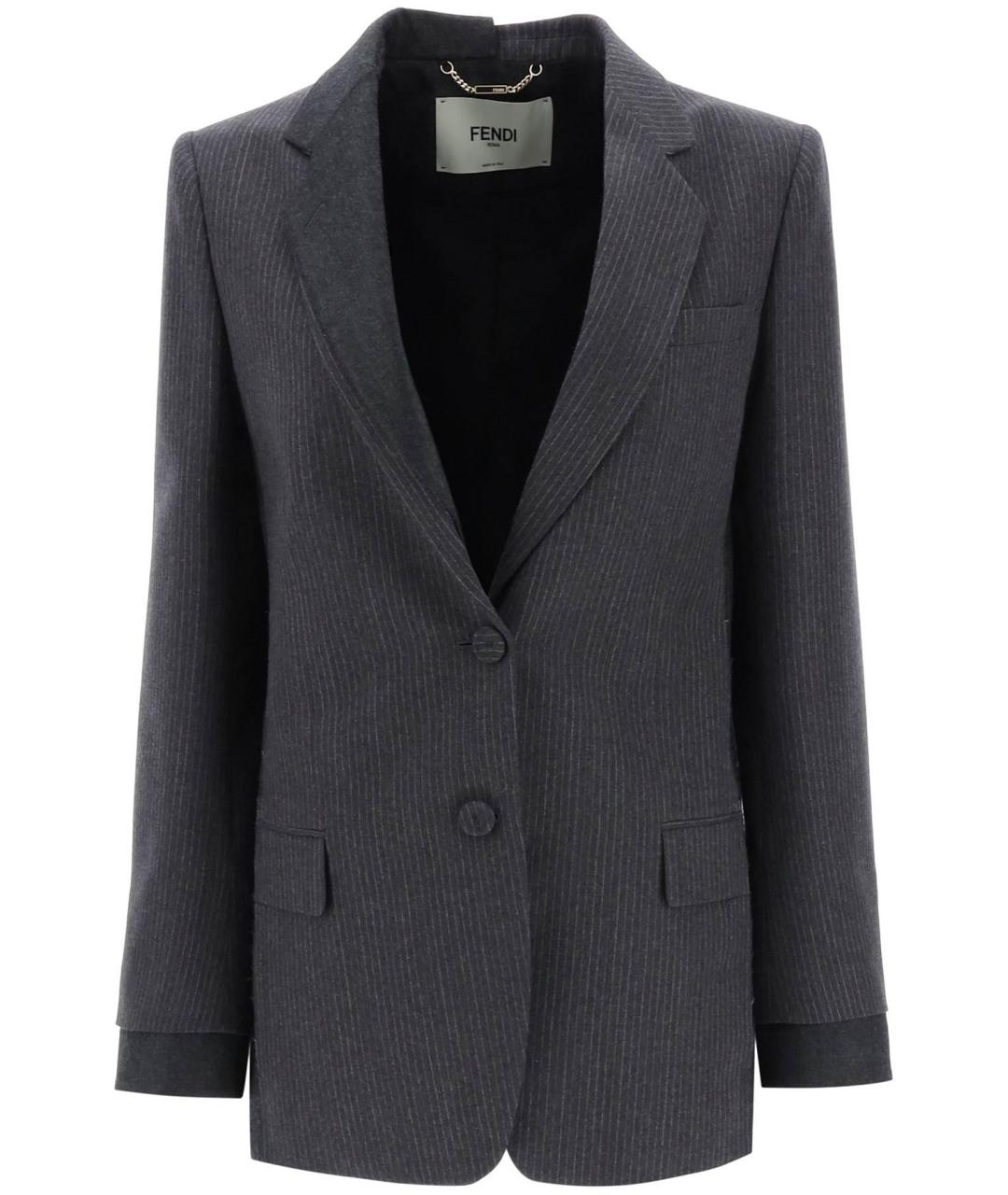 FENDI Серый шерстяной жакет/пиджак, фото 2