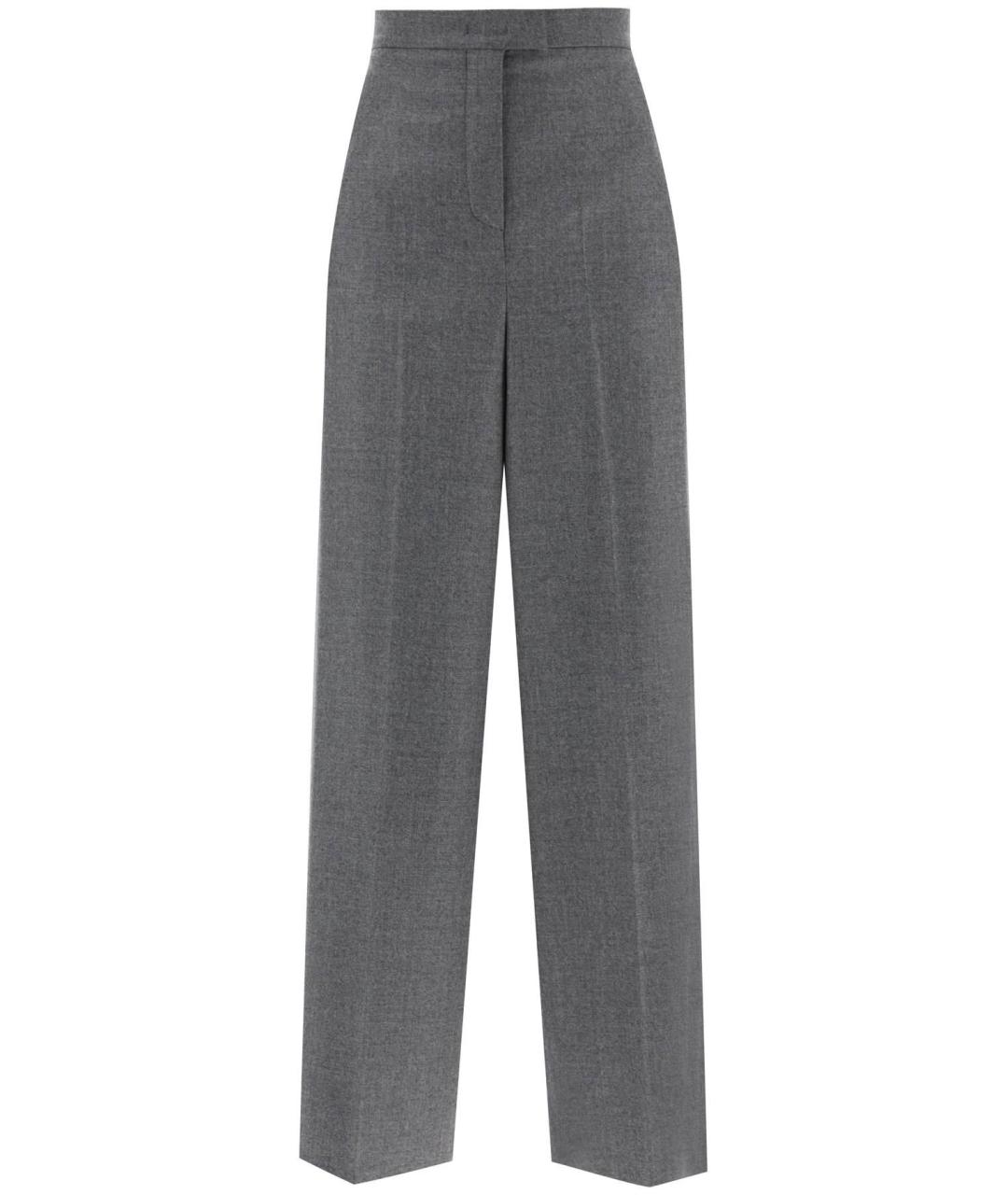 FENDI Серые шерстяные прямые брюки, фото 1