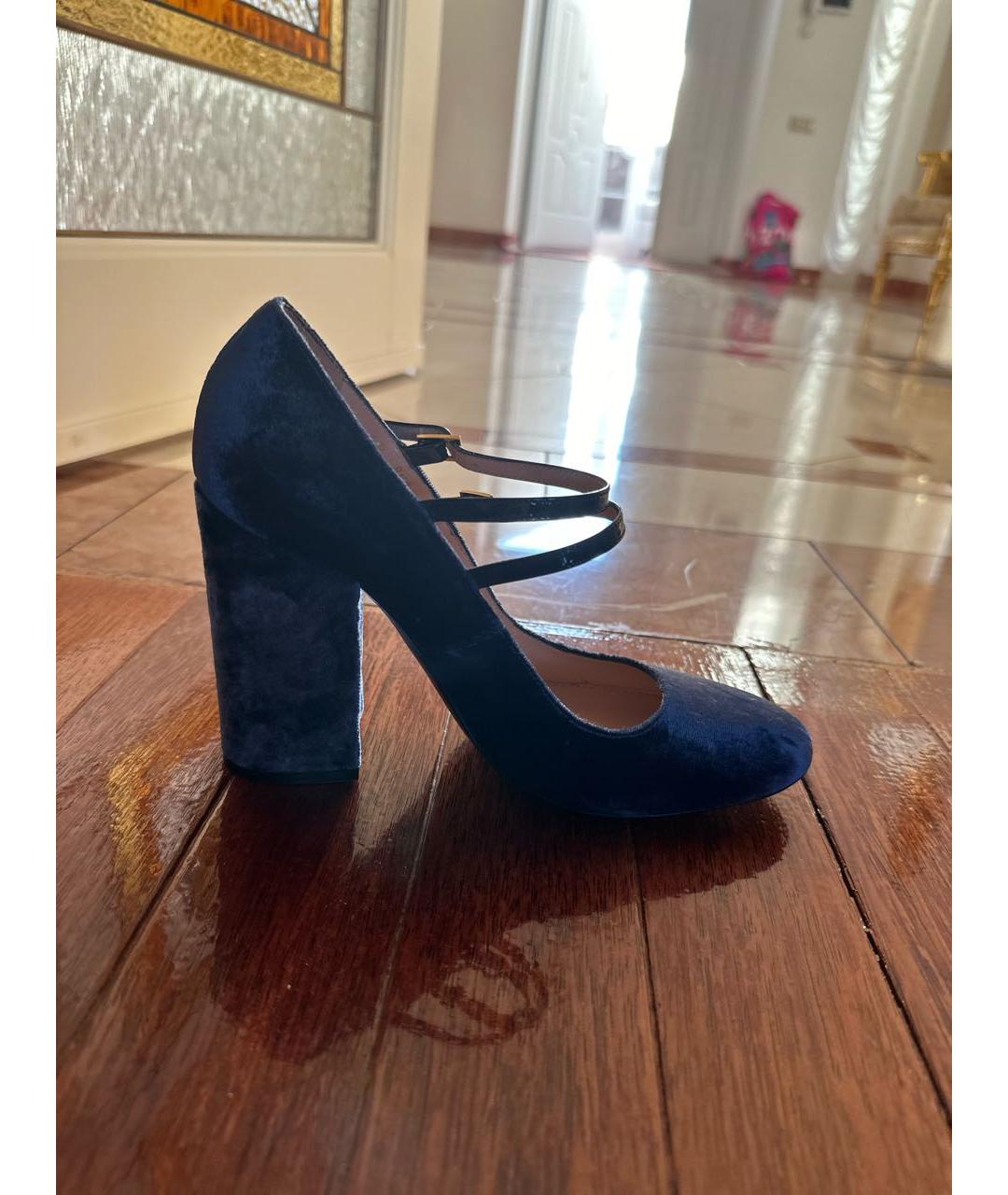 Louise Michail Темно-синие бархатные туфли, фото 3