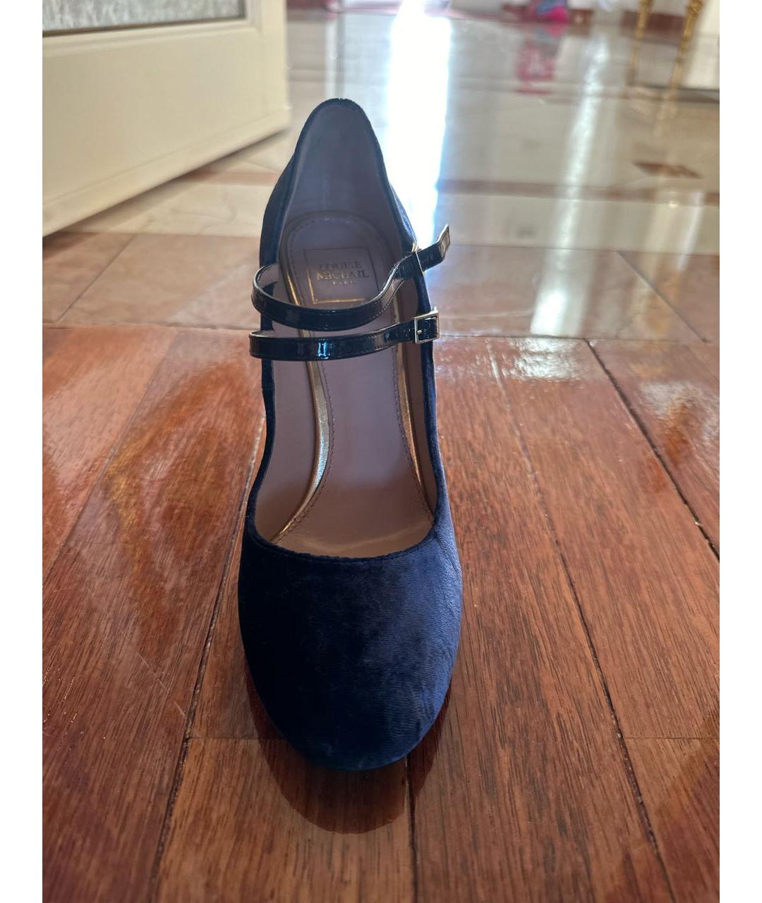 Louise Michail Темно-синие бархатные туфли, фото 2