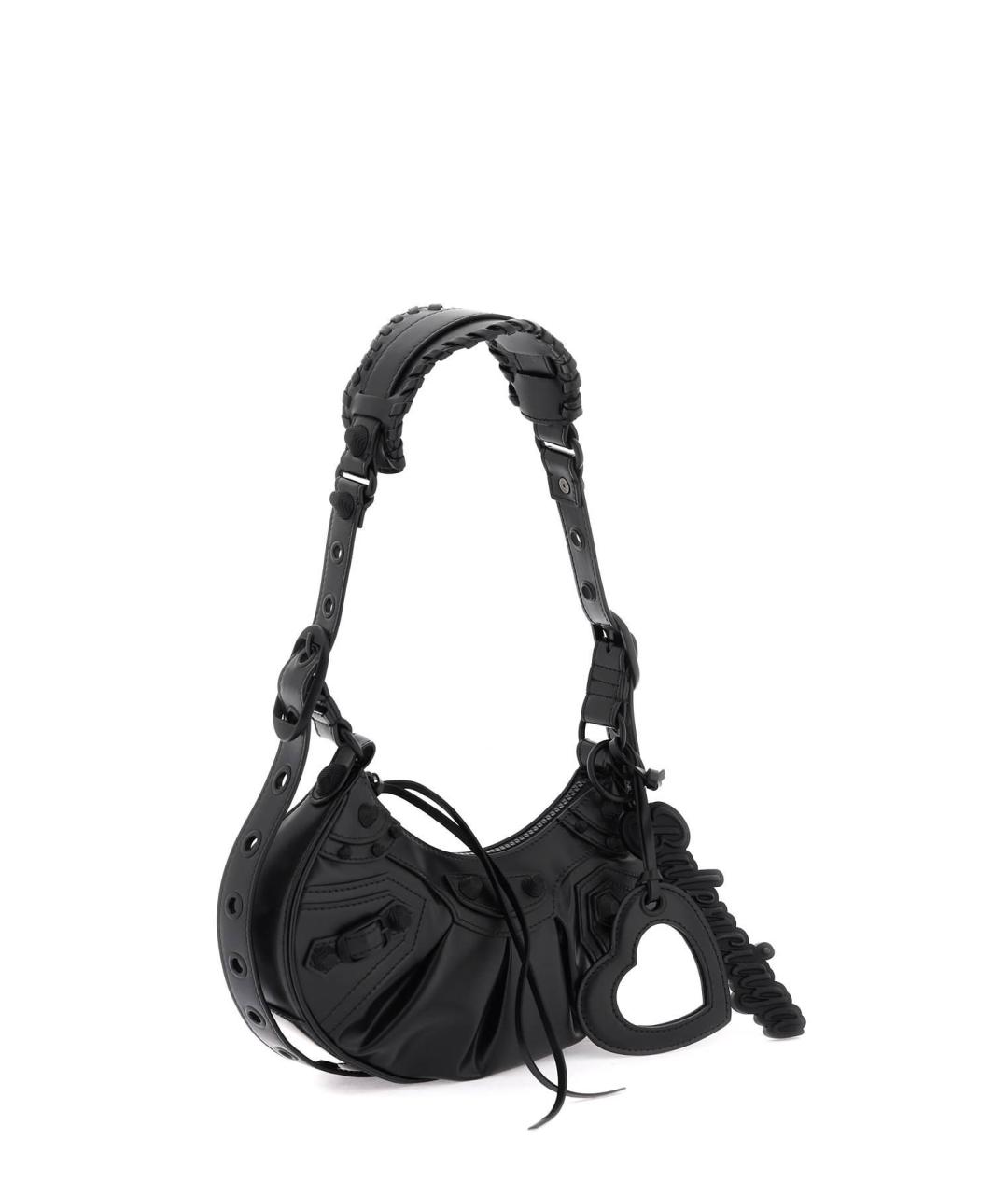 BALENCIAGA Черная кожаная сумка через плечо, фото 4
