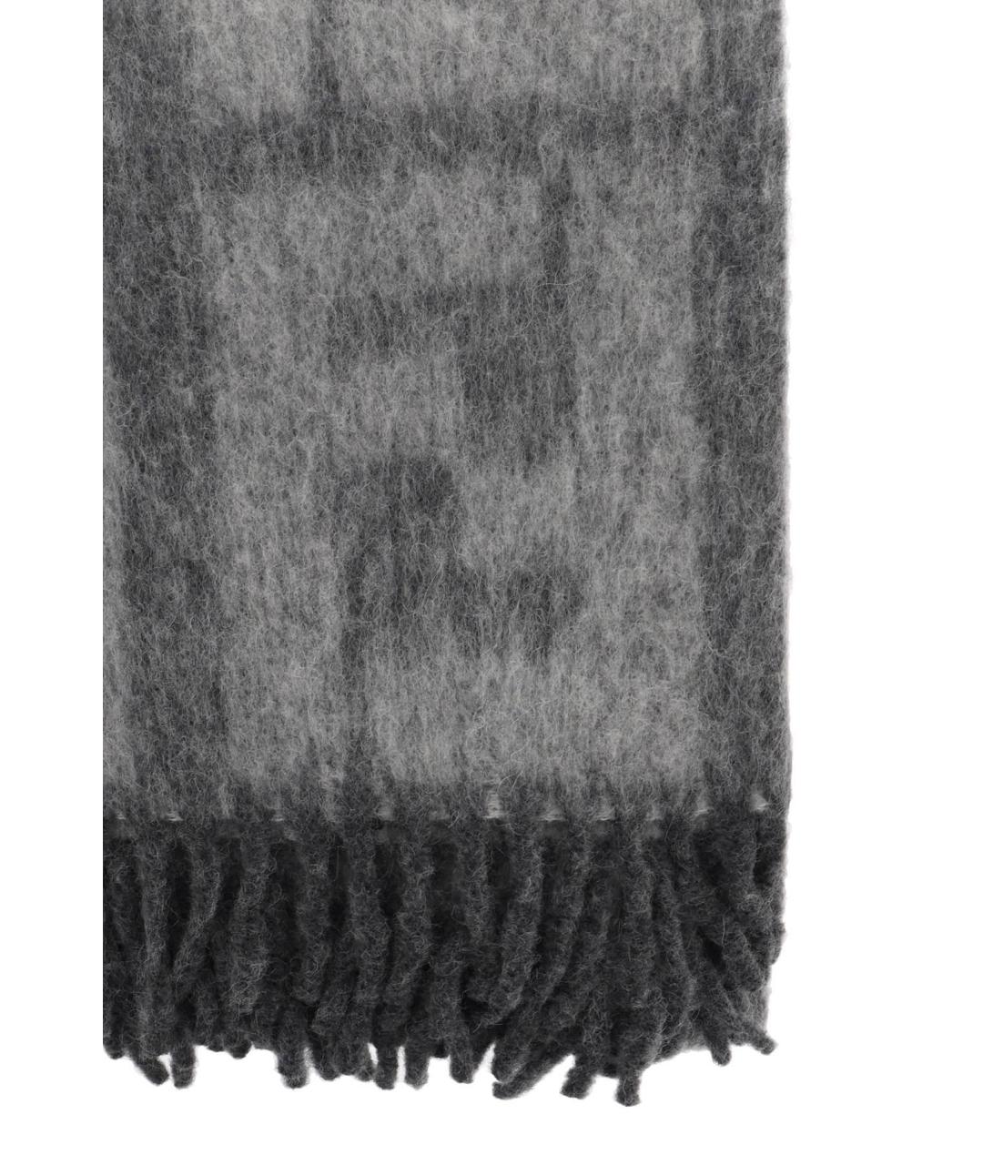 FENDI Серый шерстяной шарф, фото 5