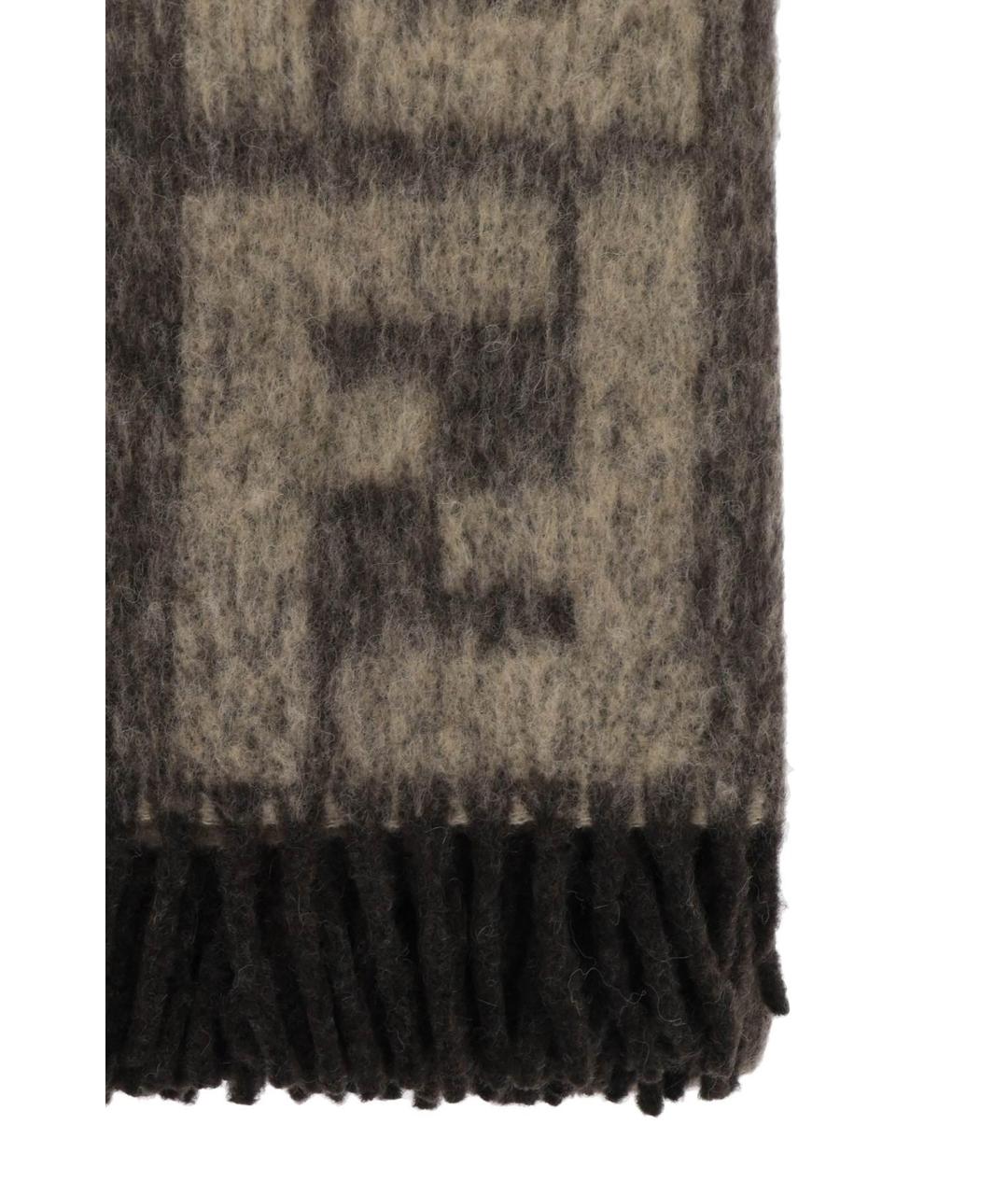 FENDI Коричневый шерстяной шарф, фото 5