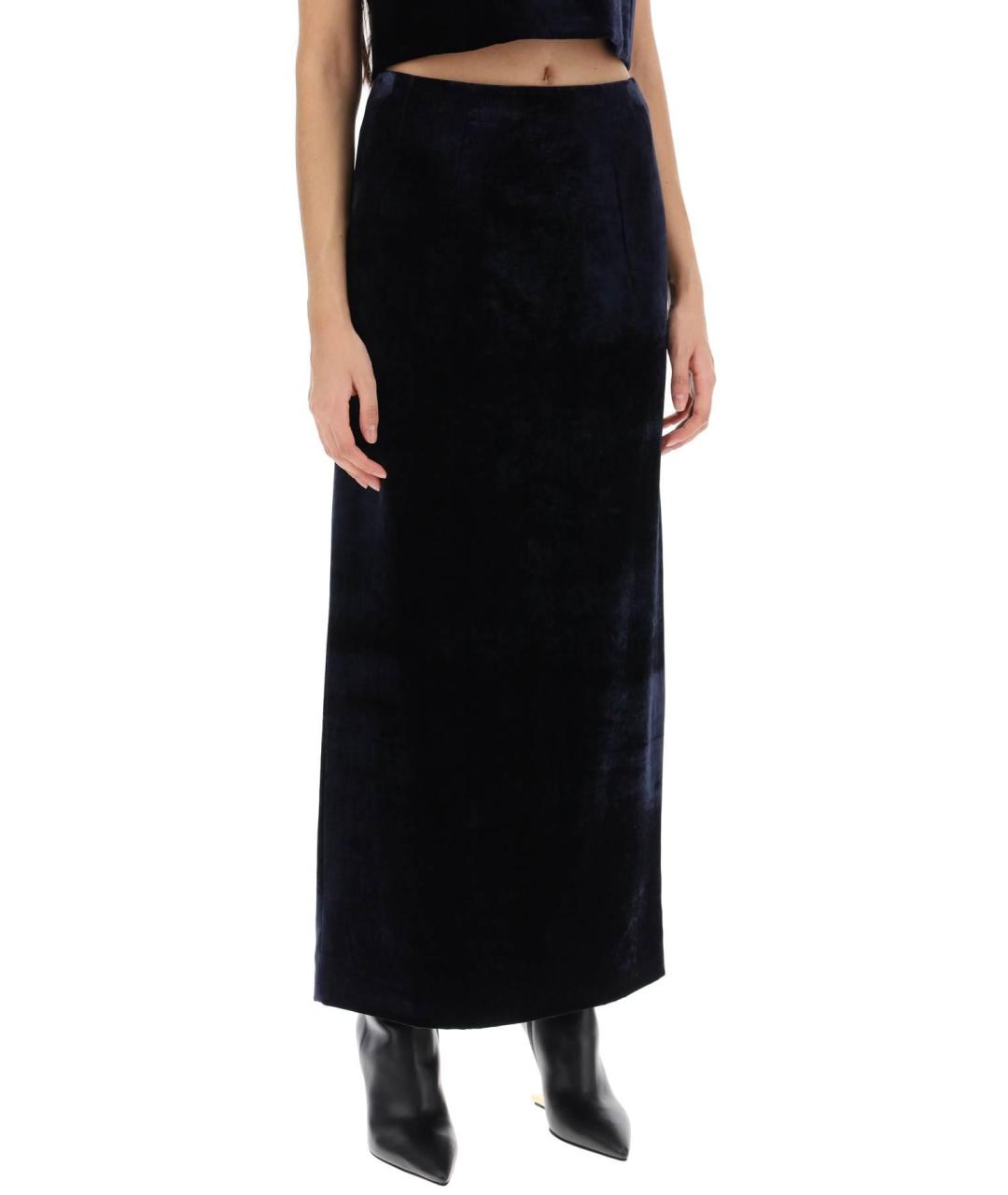 FENDI Темно-синяя вискозная юбка макси, фото 4