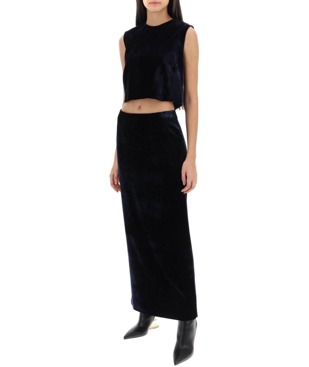FENDI Темно-синяя вискозная юбка макси, фото 3