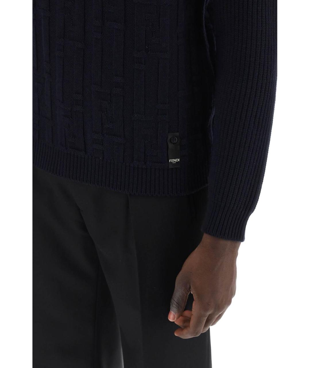 FENDI Темно-синий шерстяной джемпер / свитер, фото 6