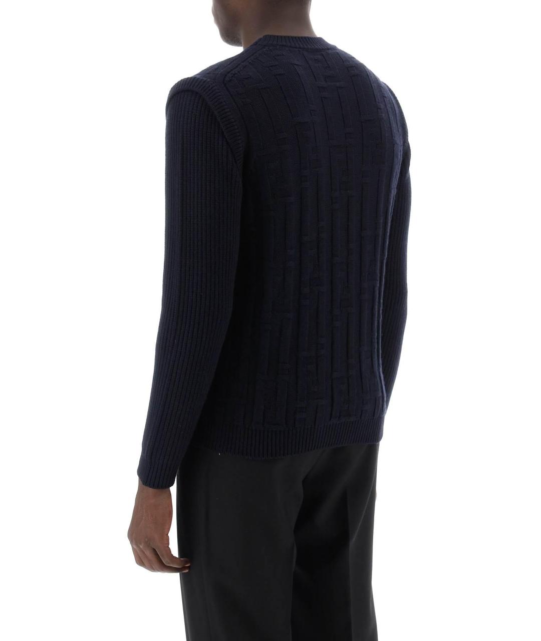 FENDI Темно-синий шерстяной джемпер / свитер, фото 5