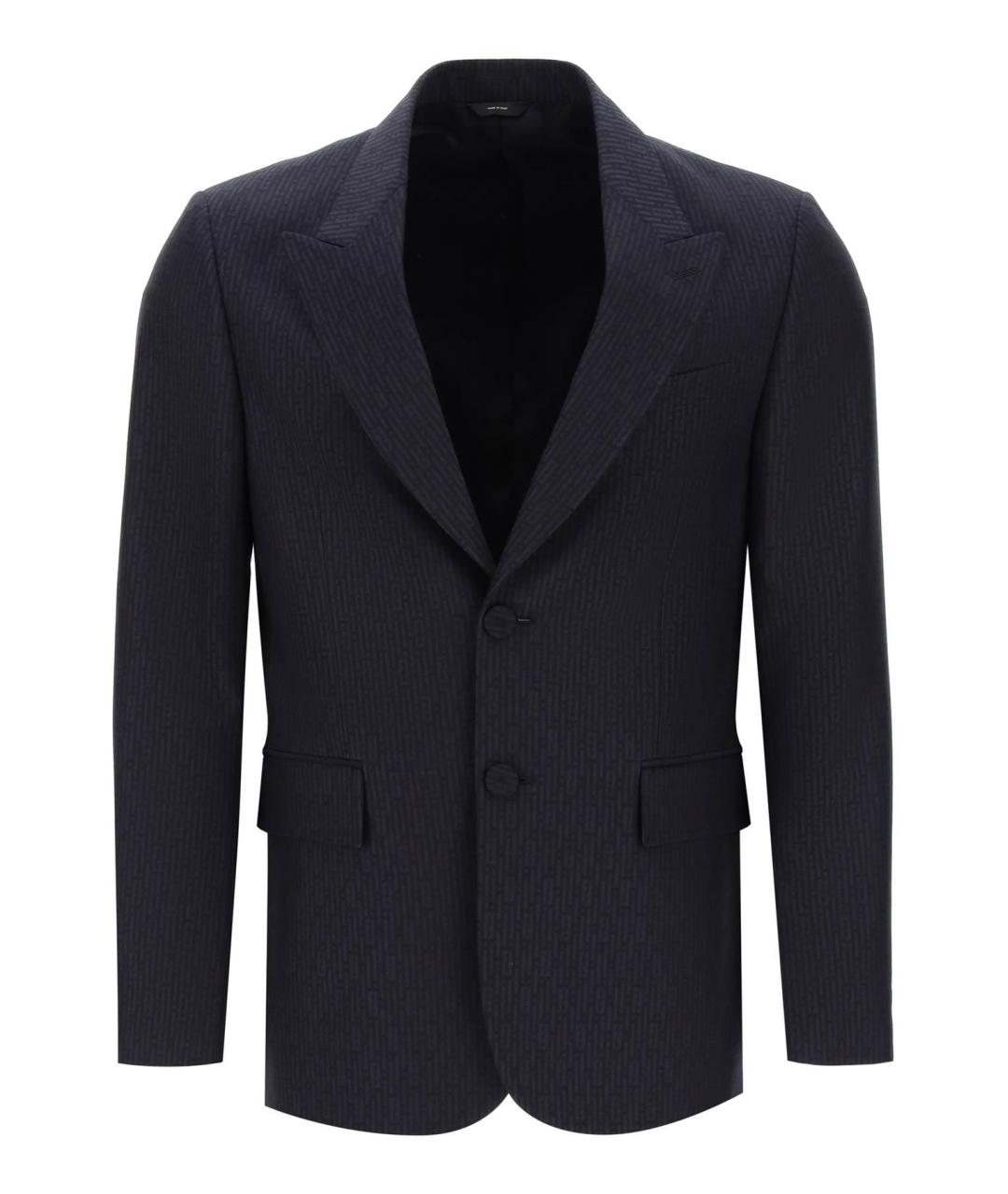 FENDI Темно-синий шерстяной пиджак, фото 2