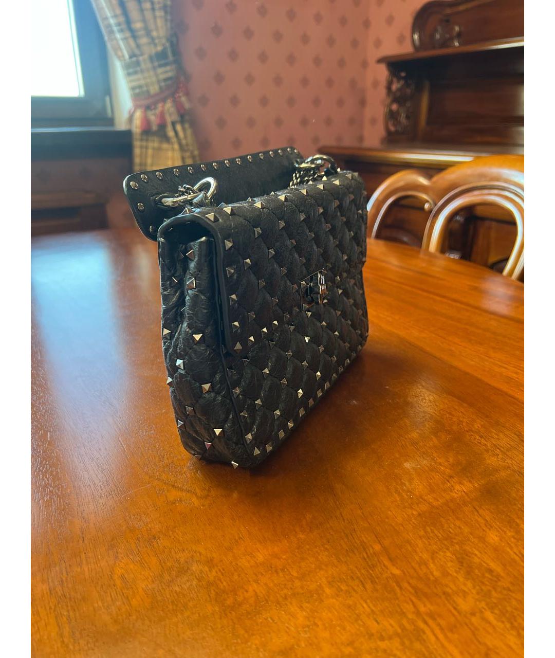 VALENTINO Черная кожаная сумка с короткими ручками, фото 2