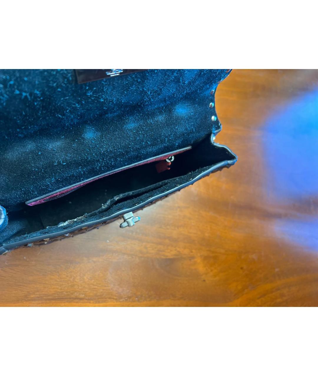 VALENTINO Черная кожаная сумка с короткими ручками, фото 4